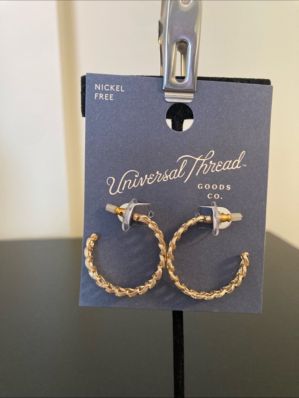 Universal Thread Braided Hoop Earrings in Gold Tone